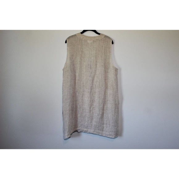 J. Jill 100% Linen Tunic Duster Sleeveless Vest Tan Women's Size Large H14872 - Picture 6 of 11